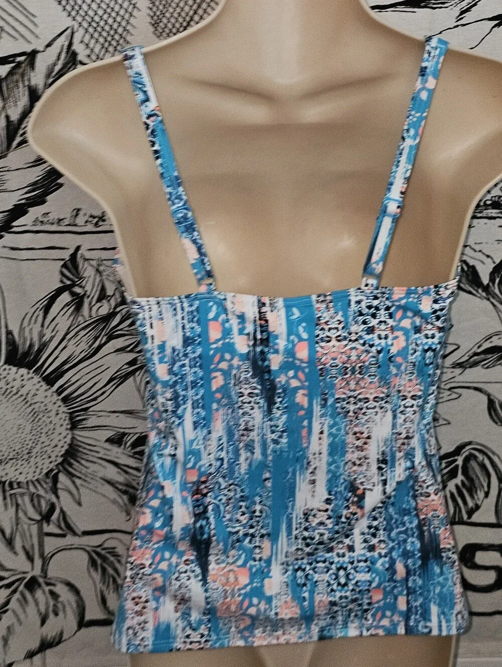 NWT Sunseeker Australia Blue Multi Underwire Tankini Top 34B